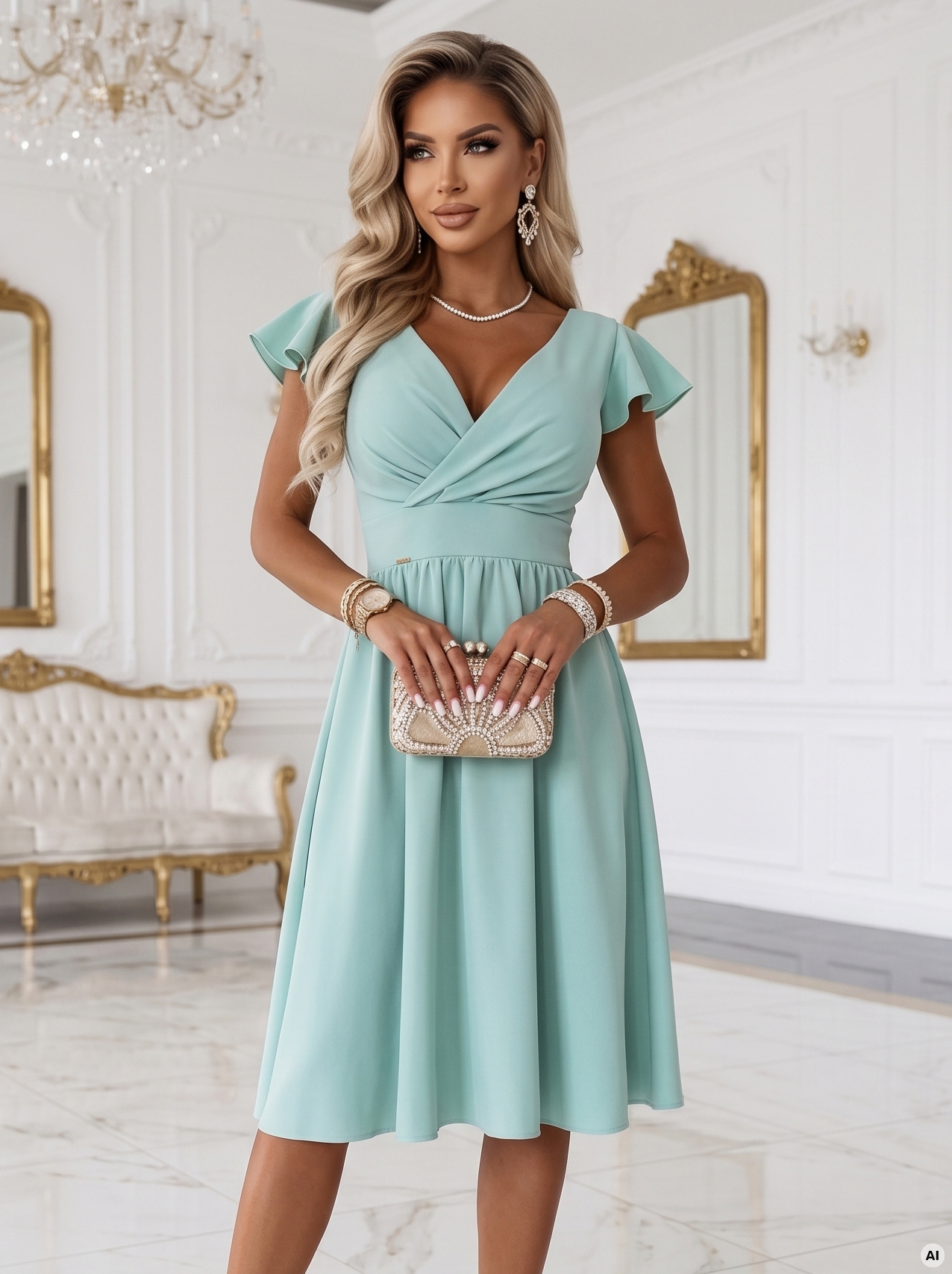 MATILDE – pistáciové zavinovací midi šaty
