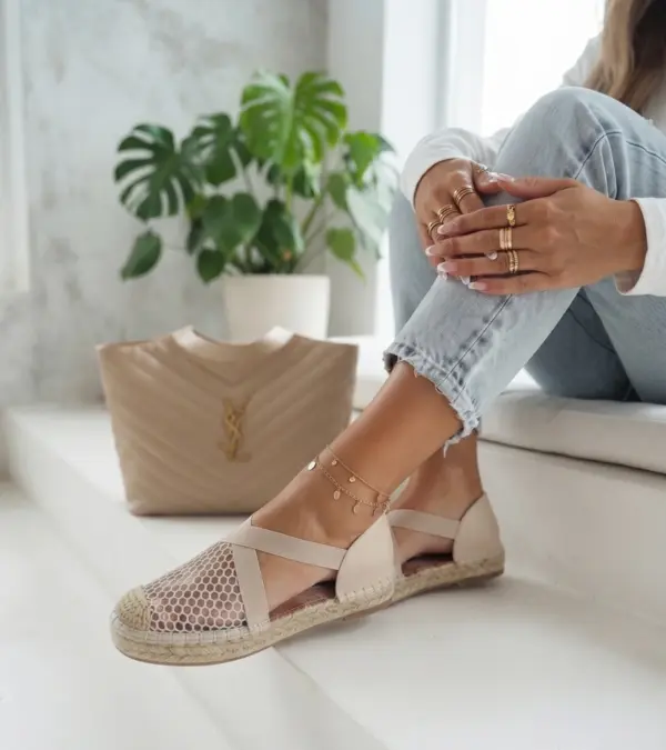 Béžové espadrilky na platformě