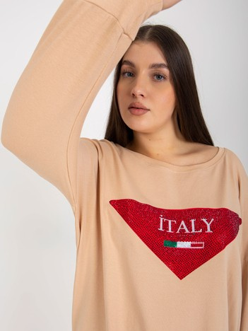 Tmavě béžová plus size mikina APPLINNE