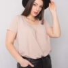 Béžová plus size halenka PERELIA Celeste s řasením