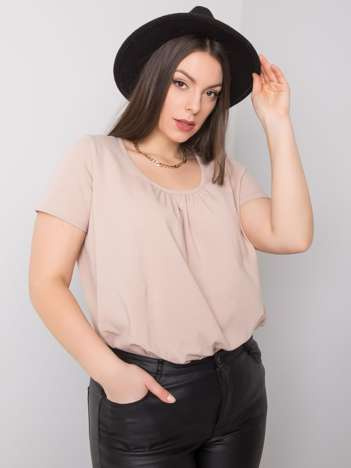Béžová plus size halenka PERELIA Celeste s řasením