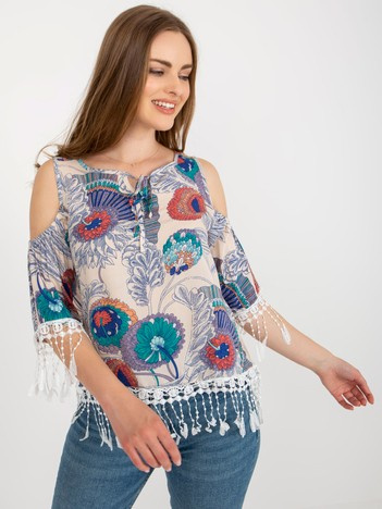 Béžová boho halenka FRINGELIA