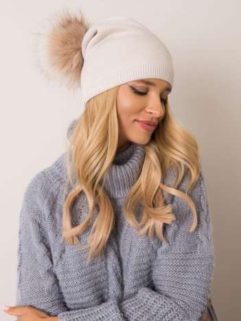 Světle béžová dámská zimní čepice – VANESSA