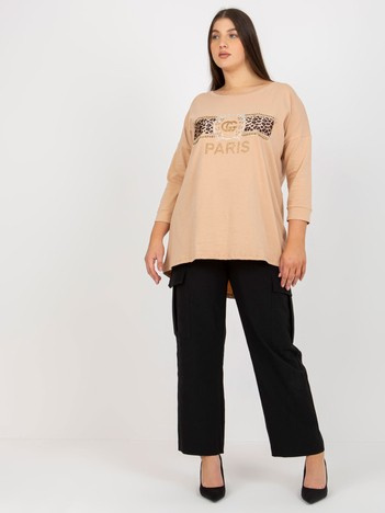 Tmavě béžová plus size mikina PARISARA