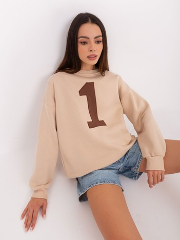 Béžová zateplená oversize mikina bez kapuce – HILIRA