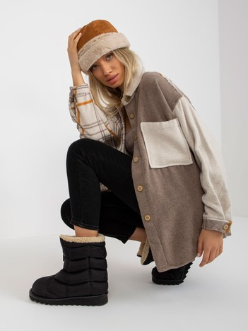 Béžová dvoubarevná kostkovaná oversize košile Patiskha – THESSALIA