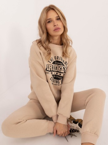 Béžová zateplená mikina My Red Lips s potiskem – LEVINA