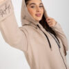 Světle béžová propínací mikina plus size s kapucí – RINELIA