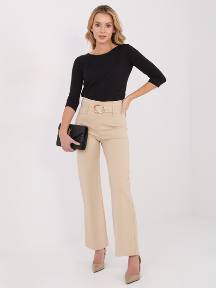 Béžové elegantní straight-leg kalhoty – HIRARA
