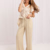 Béžové wide-leg kalhoty z viskózy – LEVELLE