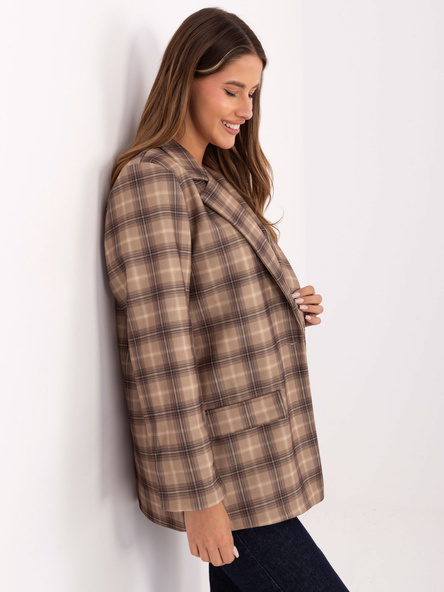 Béžovo-camel oversize kostkované sako – QUORALIA