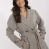 Béžovo-tmavě šedý kabát ITALY MODA s páskem – OPHENA