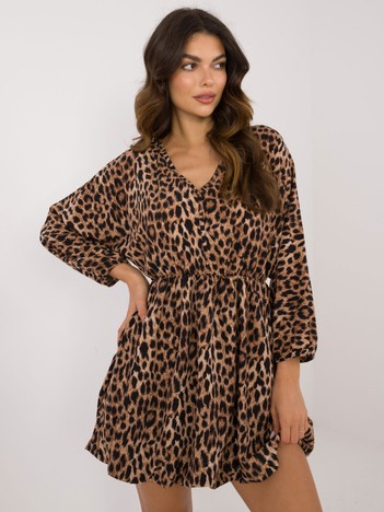 Černo-béžové leopardí mini šaty DIAMARA