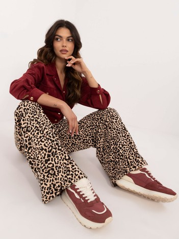 Černo-béžové široké leopardí kalhoty – EIRELIA