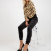 Béžovo-černý velurový komplet s leopardím motivem RUE PARIS – ATHALIA