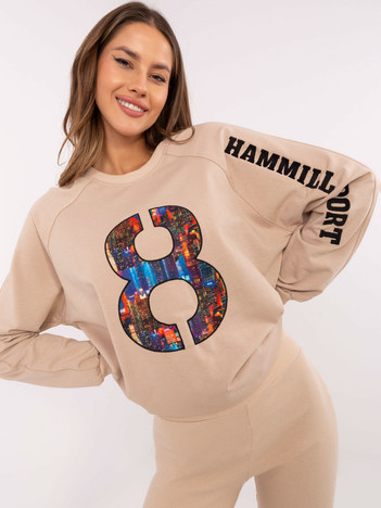 Béžový teplákový komplet s oversize mikinou – ANABELIS