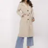 Béžový jednořadý kabát ITALY MODA s kapsami – OPHYSSA