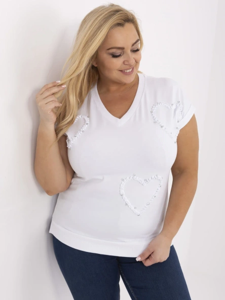 Bílý plus size top CORDEVINA se srdci