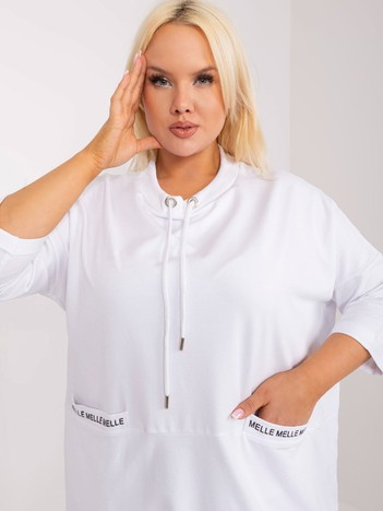 Bílá plus size mikinová tunika POCKETTA