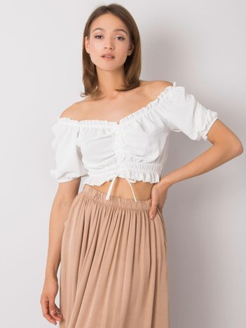 Bílá crop halenka CARMELIS s řasením