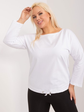 Bílý plus size top WILMARIE s vázaným lemem