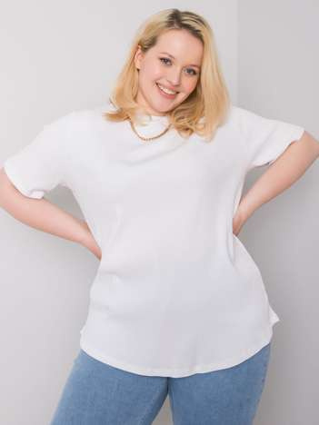 Bílý plus size top KARENZIA s hladkým úpletem