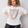 Bílý plus size top HERMELIS s leopardím motivem