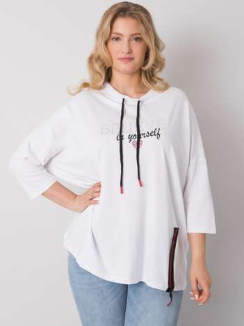Bílá plus size mikina XARINETTA s kamínky