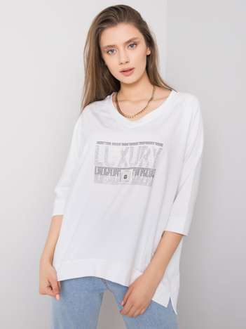 Bílý plus size top FIORAVEN s tónovým potiskem