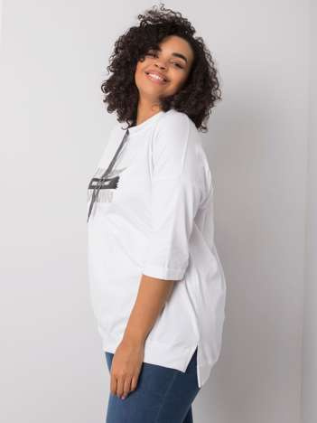 Bílá plus size tunika JOVIELLA s nápisem