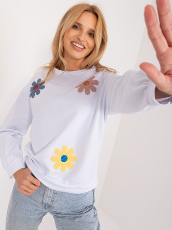 Bílá mikina FLOWERPLAY s barevnými květy