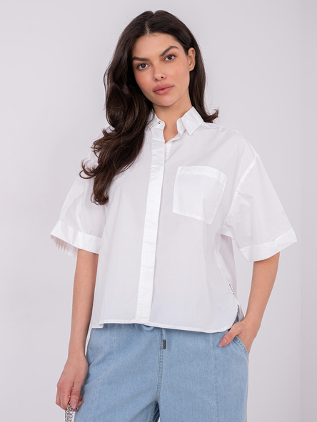 Bílý crop top POPELLE s knoflíky