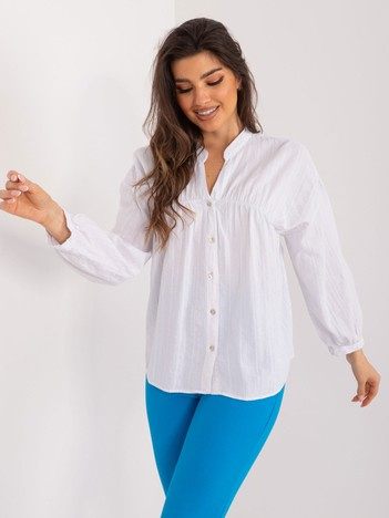 Bílá oversize košile BY POMMES LIFE se stojáčkem – ALTHEORA