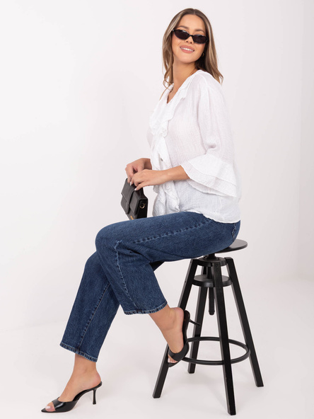 Bílá košile ITALY MODA z mačkaného materiálu – CELORIA