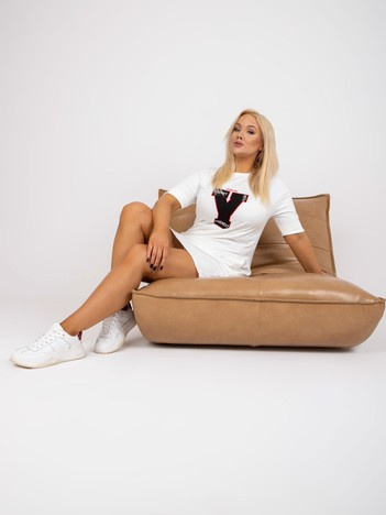 Bílé plus size mikinové mini šaty ARMIDA