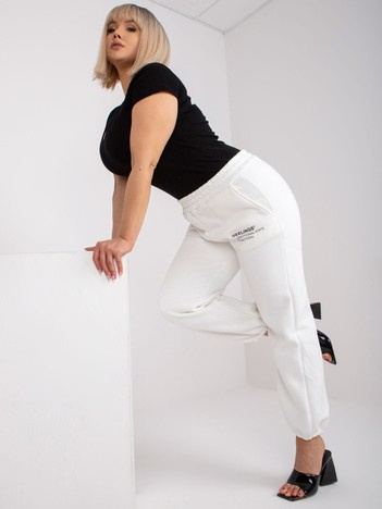 Bílé bavlněné tepláky Banni plus size – GRAELIA