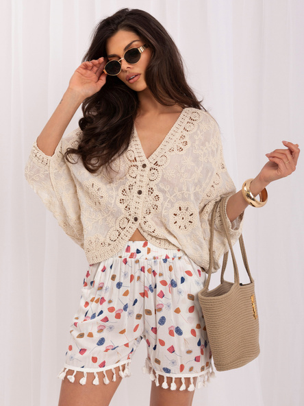 Bílé splývavé kraťasy Plus Size – CONSTANCE