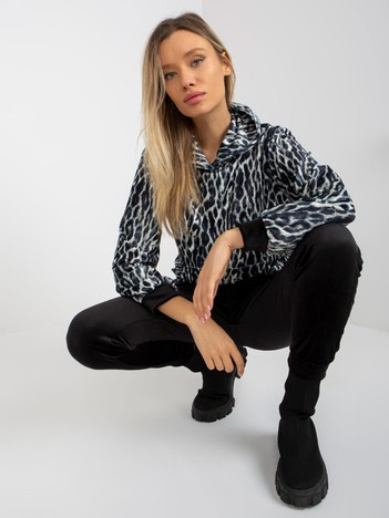 Bílo-černý velurový komplet s leopardí mikinou RUE PARIS – BEDA