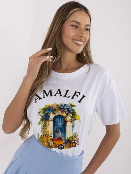 Bílé tričko KARINTHA ITALY MODA s potiskem