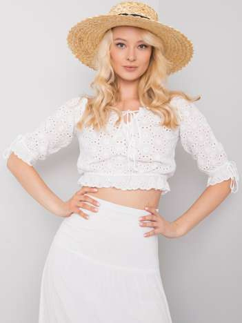 Bílý háčkovaný crop top KATELIS