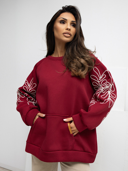 Vínová zateplená oversize mikina RUE PARIS – BRIELIA