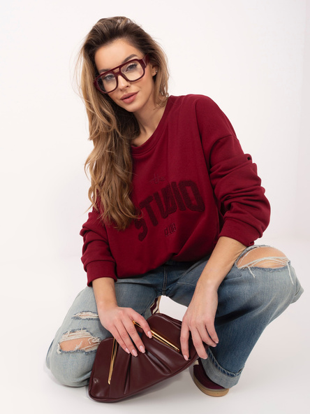 Vínová oversize mikina s plastickým nápisem RELEVANCE – BEREVA