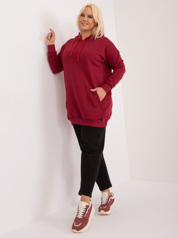 Vínová plus size mikina Luna s kapucí – BELETTA