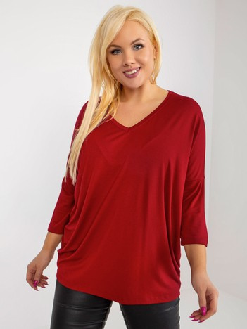 Vínový plus size viskózový top VIVANEA