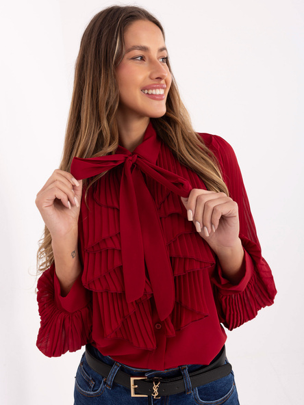 Bordó elegantní košile ITALY MODA s žabotem – LEONILDA