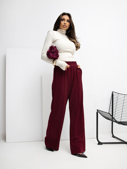 Vínové wide-leg tepláky RUE PARIS – JOVETTA