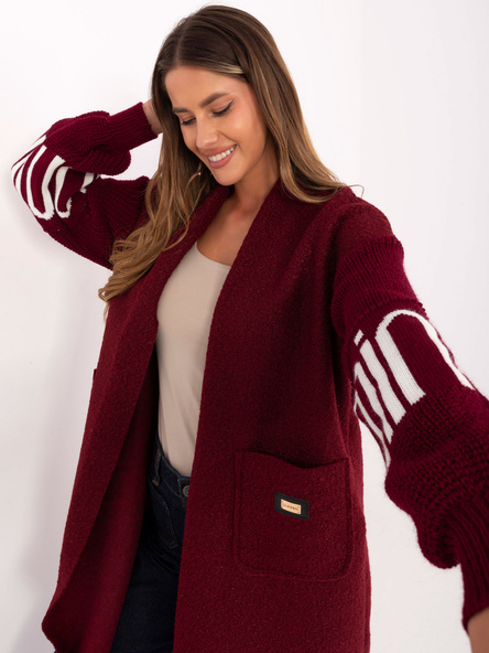 Bordó bouclé kardigan ANTRA oversize