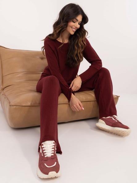Vínový úpletový komplet s kalhotami ITALY MODA – ZEPHYRINA