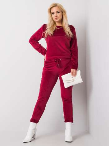 Vínový velurový komplet Jeanne Plus size – DALANA