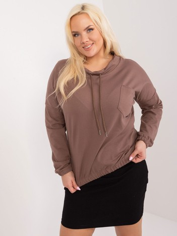 Hnědá plus size mikina HOODELIA s kapsou